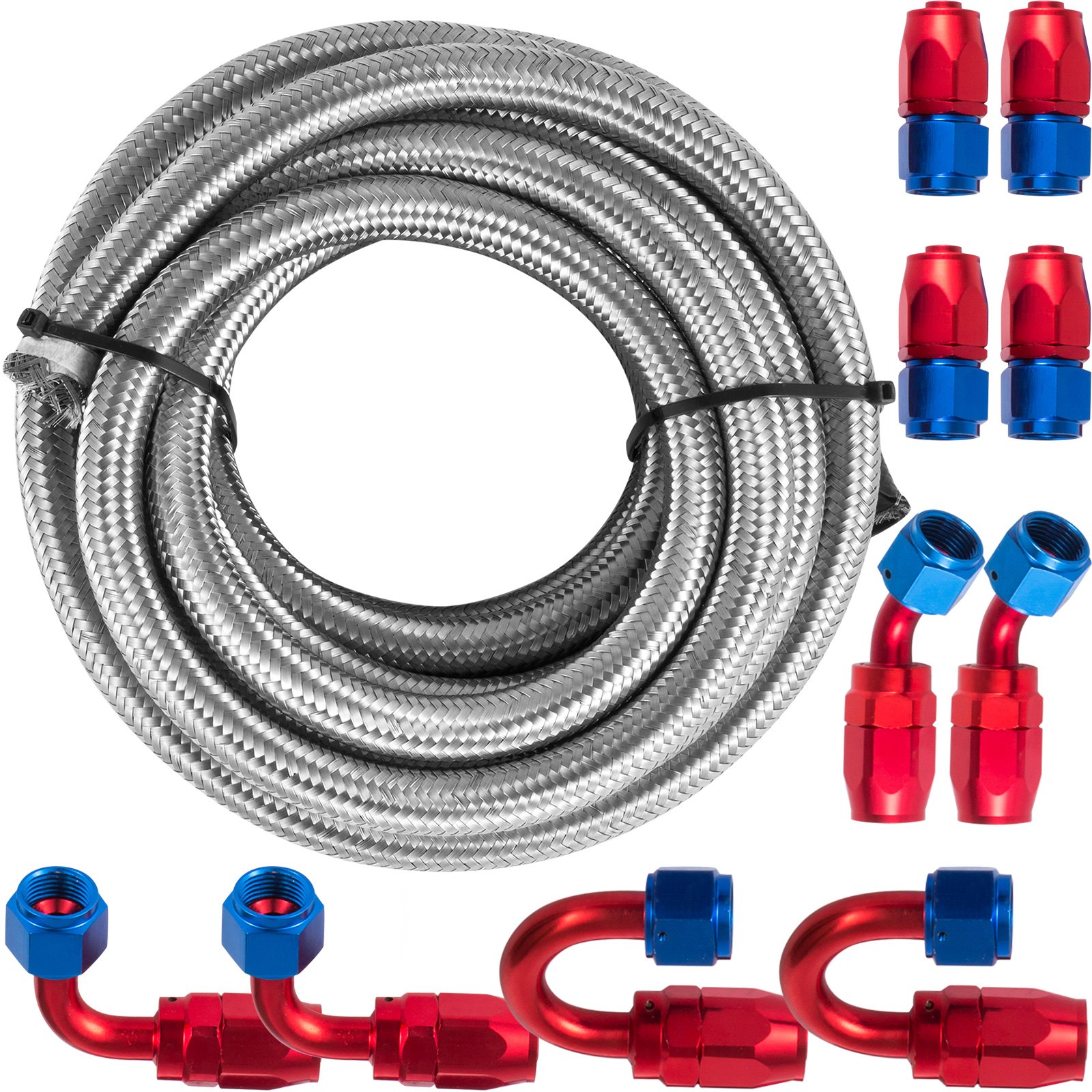 High Quality AN8 Stainless Steel PTFE Fuel Line 20FT Fitting Hose End Kit