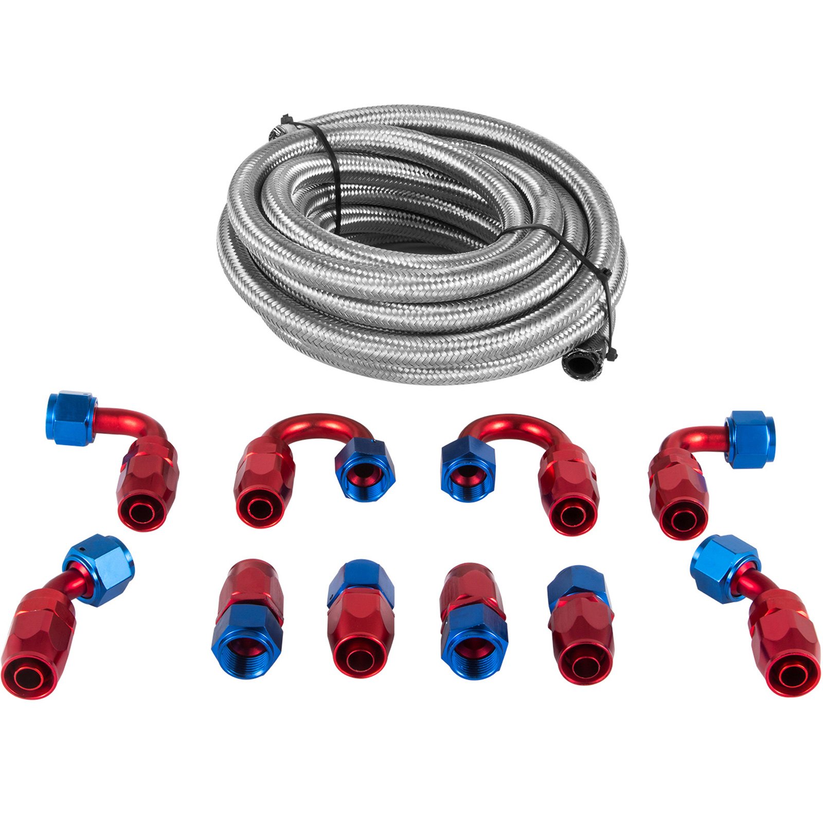 High Quality AN8 Stainless Steel PTFE Fuel Line 20FT Fitting Hose End Kit