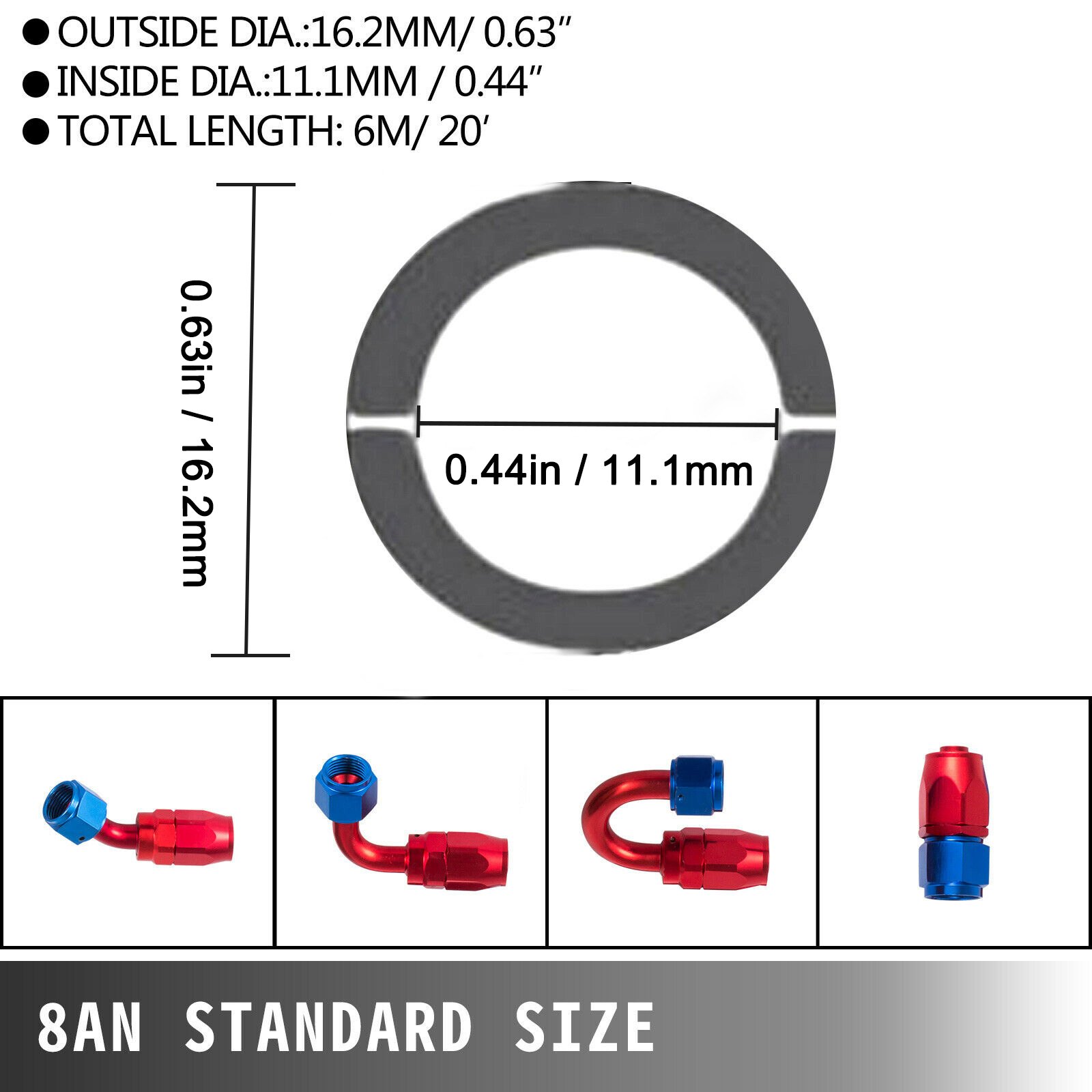 High Quality AN8 Stainless Steel PTFE Fuel Line 20FT Fitting Hose End Kit