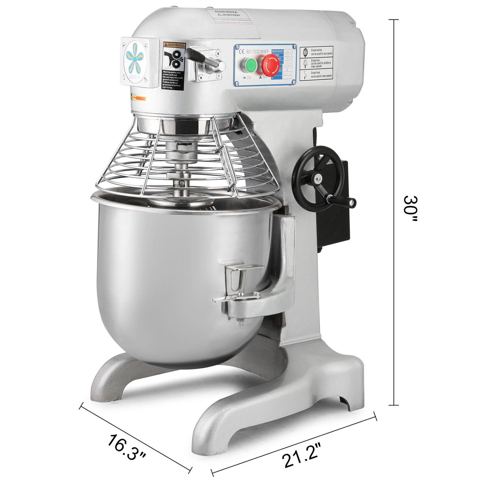 Commercial Stand Mixer 20L Planetary Food Mixer Dough Mixer 3 attachments 220V