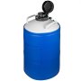 VEVOR liquid nitrogen tank with blue protective cover and open lid.