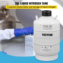 VEVOR 20L nádoba na tekutý dusík Kryogenní nádoba LN2 Tank Dewar s popruhy 6ks Kanystry pro laboratoř