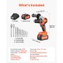 VEVOR Hammer Drill 20V 1/2 in 26000 IPM Brushless Cordless Impact Drill Kit, for Drilling Wood Metal Screw Driving, 4000 mAh Lithium-Ion Battery Pack and Charger, with All-Metal Chuck, Compact Design