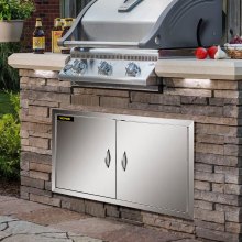 VEVOR BBQ Access Door 42W X 21H Inch, Double BBQ Door Stainless Steel, Outdoor Kitchen Doors for Commercial BBQ Island, Grilling Station, Outside Cabinet
