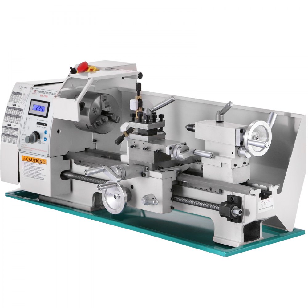 Torno de metal VEVOR 8x16", Mini torno de metal de precisión de motor sin escobillas sin mantenimiento, máquina de torno de velocidad de husillo variable 50-2500 RPM 750 W, para varios tipos de torneado de metal