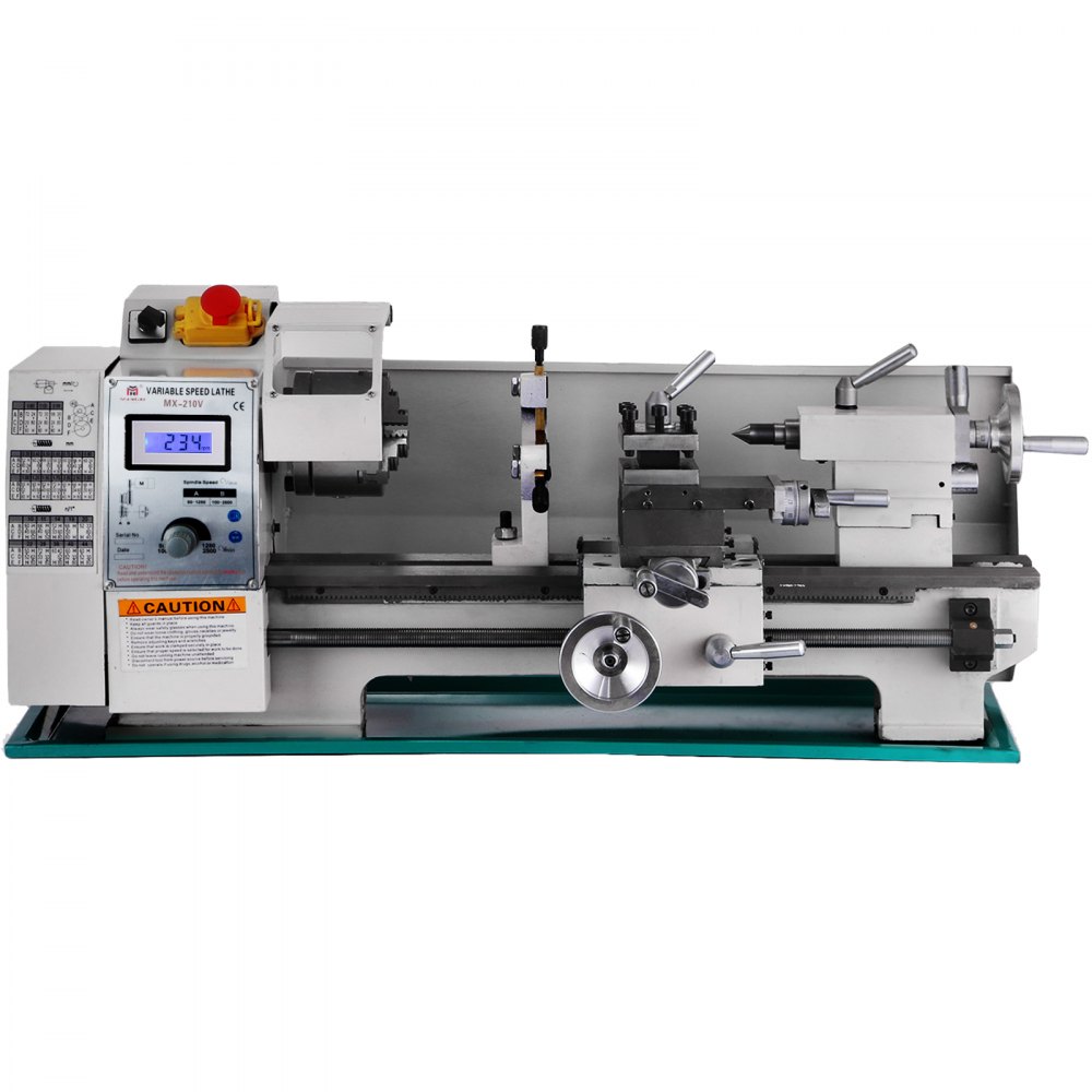 Torno de metal VEVOR 8x16", Mini torno de metal de precisión de motor sin escobillas sin mantenimiento, máquina de torno de velocidad de husillo variable 50-2500 RPM 750 W, para varios tipos de torneado de metal