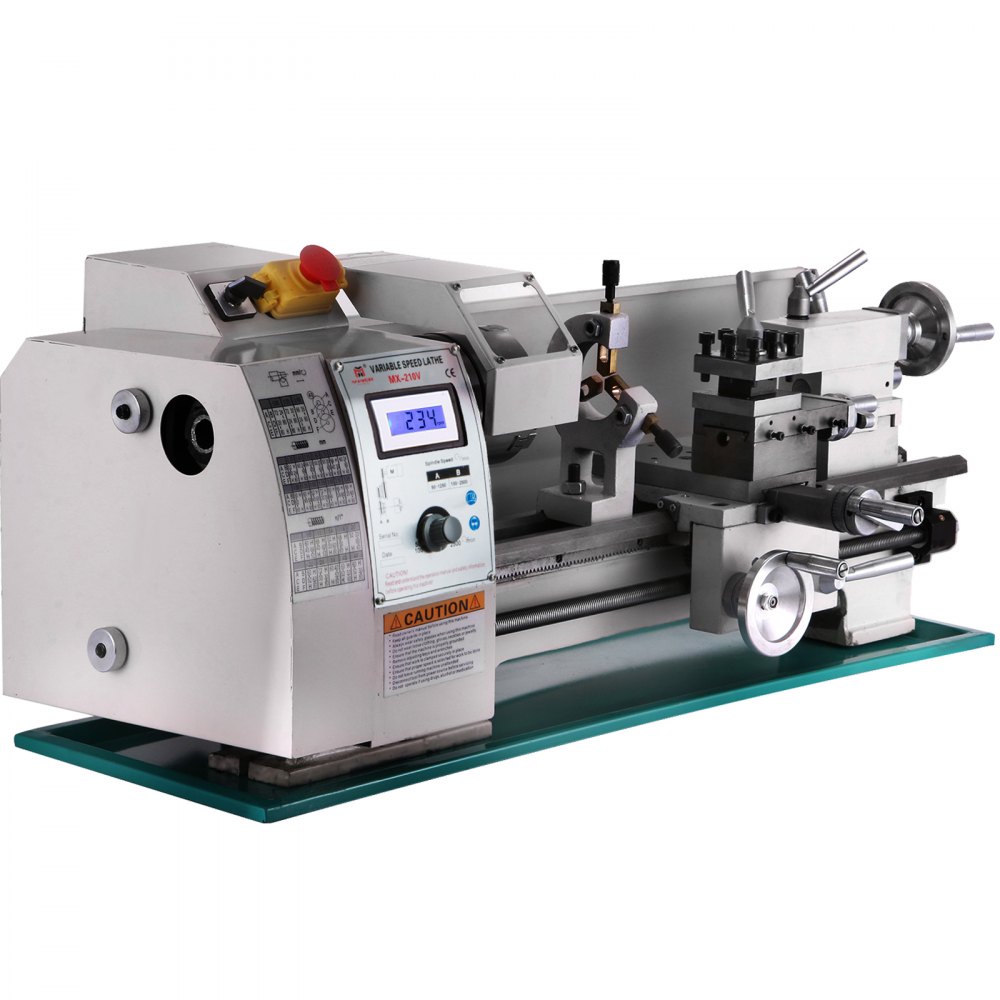 Torno de metal VEVOR 8x16", Mini torno de metal de precisión de motor sin escobillas sin mantenimiento, máquina de torno de velocidad de husillo variable 50-2500 RPM 750 W, para varios tipos de torneado de metal
