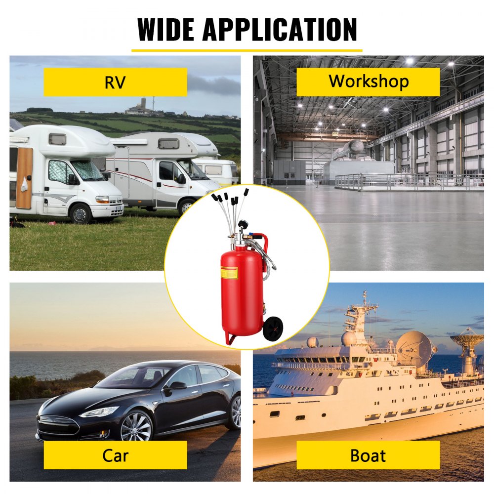 VEVOR 22.7L Oil Extractor, Portable Air Pneumatic Waste Oil Garage Extractor Drain Draine Tank