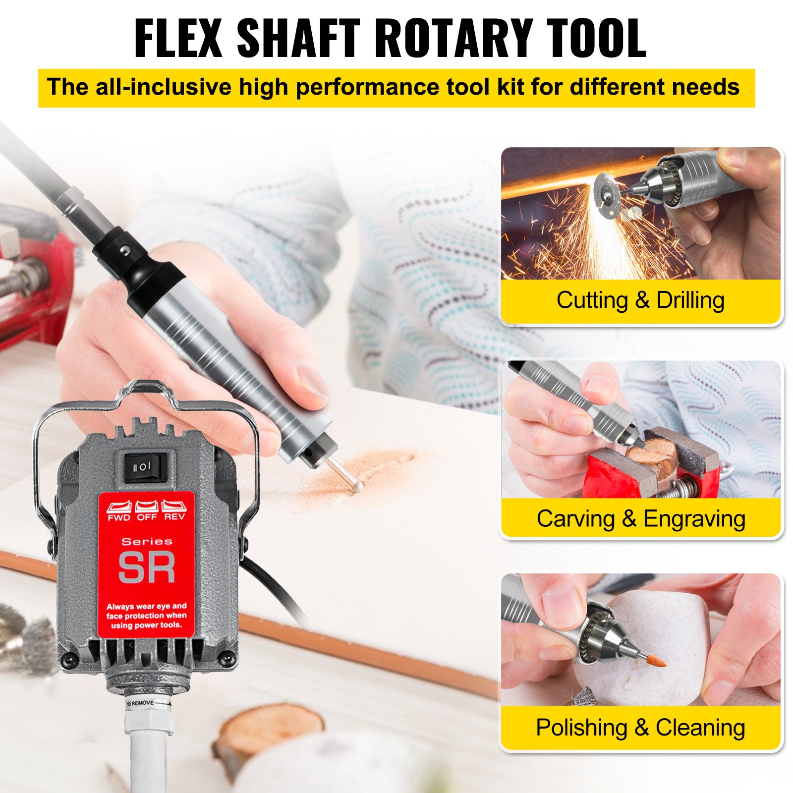 Vevor S-R Hanging Flexshaft Mill 230W 4mm Jewelry Design&Repair Tools Brand New