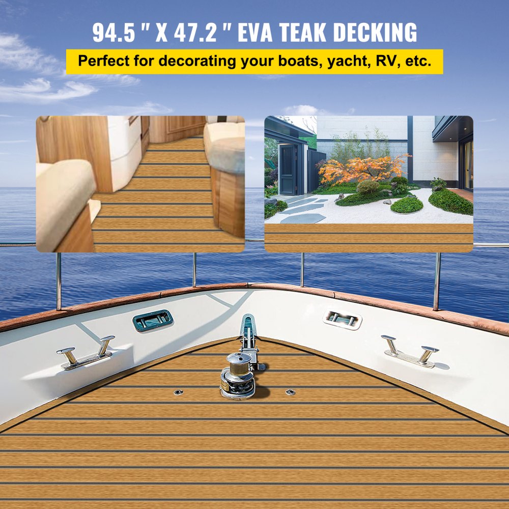 VEVOR 240x120cm Marine Flooring Faux Teak EVA Foam Boat Yacht Decking Sheet Pad