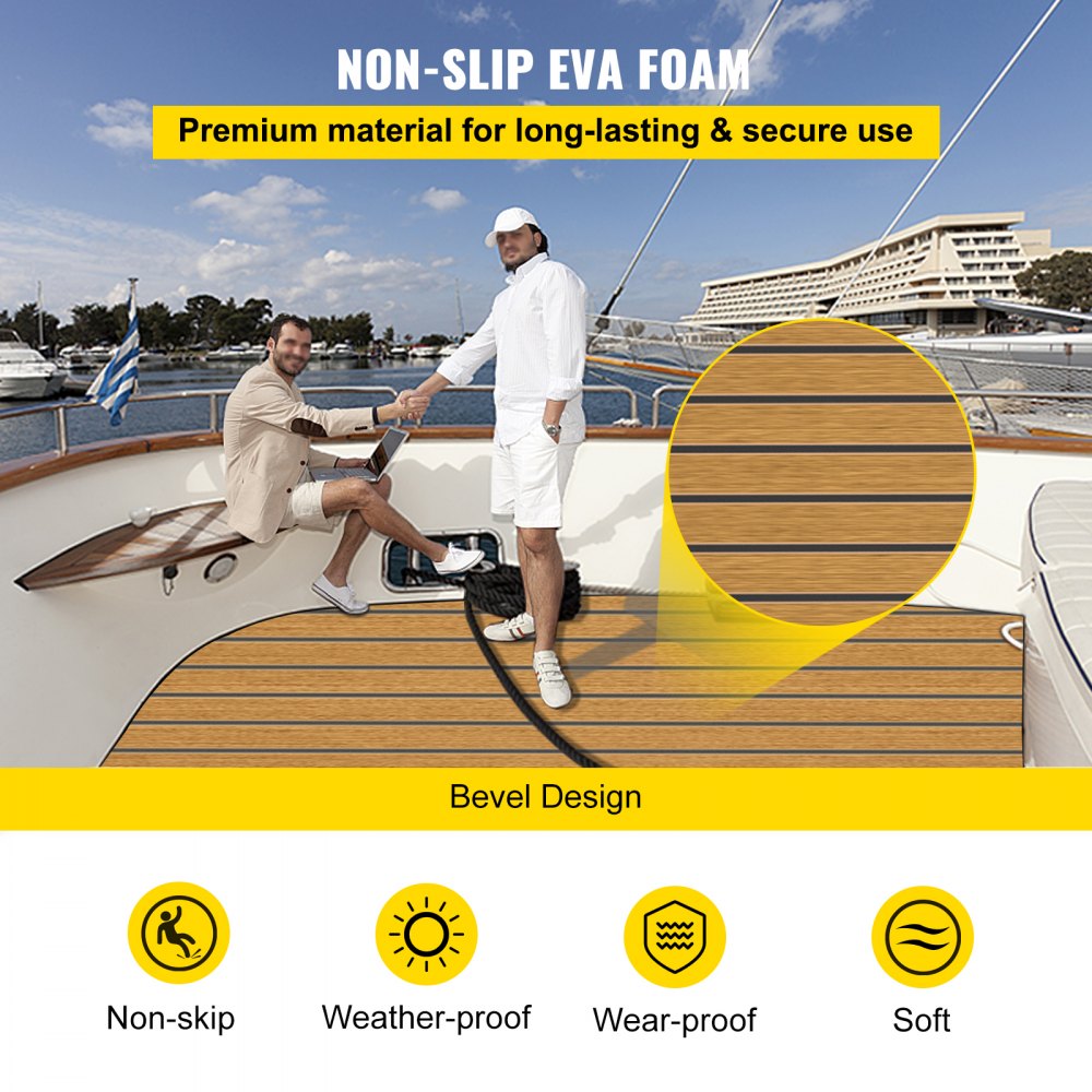 VEVOR 240x120cm Marine Flooring Faux Teak EVA Foam Boat Yacht Decking Sheet Pad