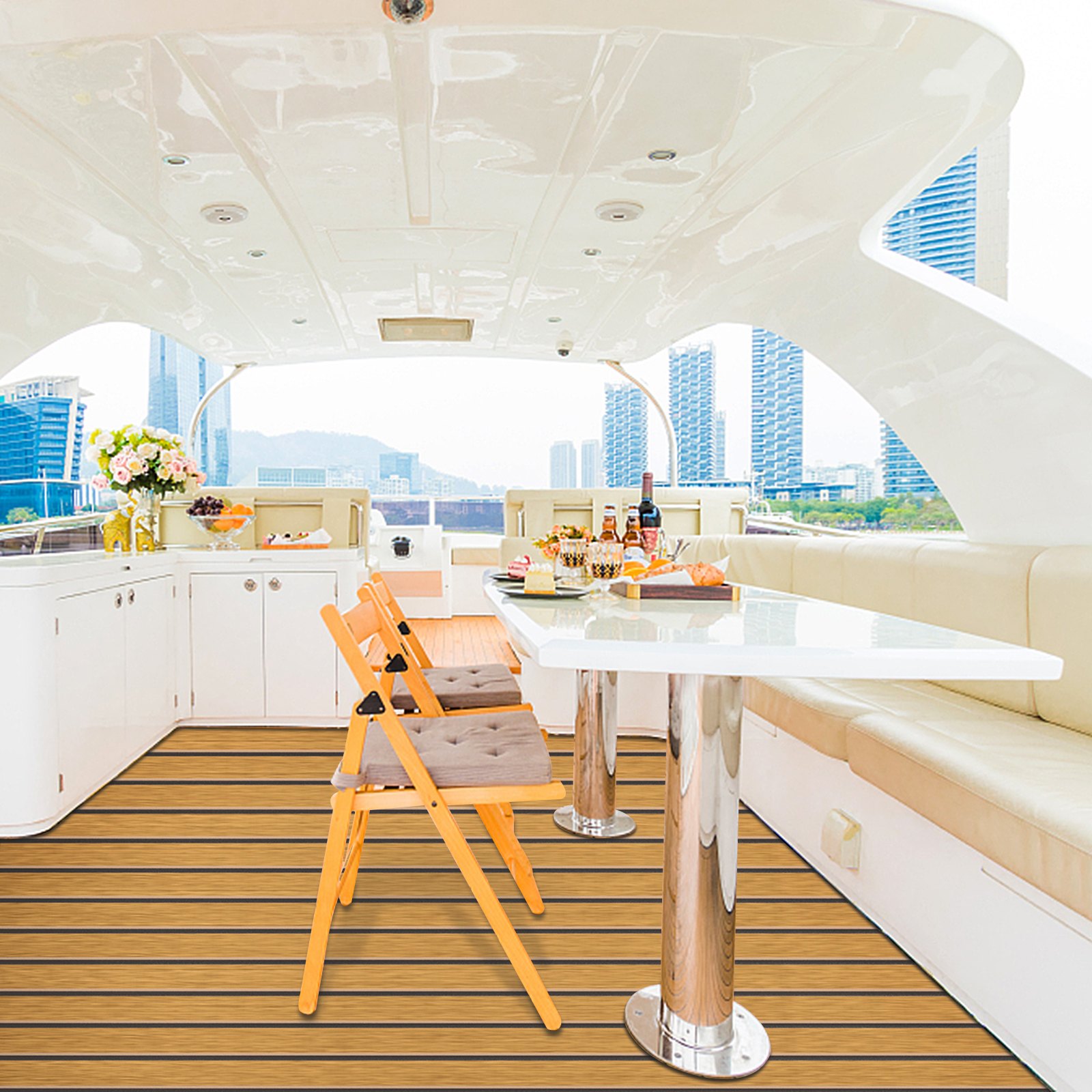 VEVOR 240x120cm Marine Flooring Faux Teak EVA Foam Boat Yacht Decking Sheet Pad