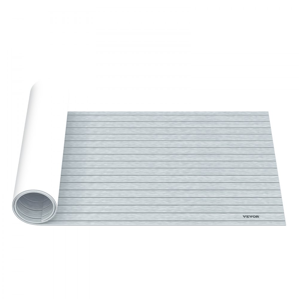 VEVOR Boat Decking Sheet 94.5 X 35.4 Inch 6MM Thick Non-Skid EVA Foam Faux Teak Decking Self-Adhesive Marine Yacht RV Swimming Pool Garden Boat Flooring Sheet (Grey with Black Seam, 94.5" x 35.4")