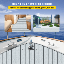 VEVOR Boat Decking Sheet 94.5 X 35.4 Inch 6MM Thick Non-Skid EVA Foam Faux Teak Decking Self-Adhesive Marine Yacht RV Swimming Pool Garden Boat Flooring Sheet (Grey with Black Seam, 94.5" x 35.4")