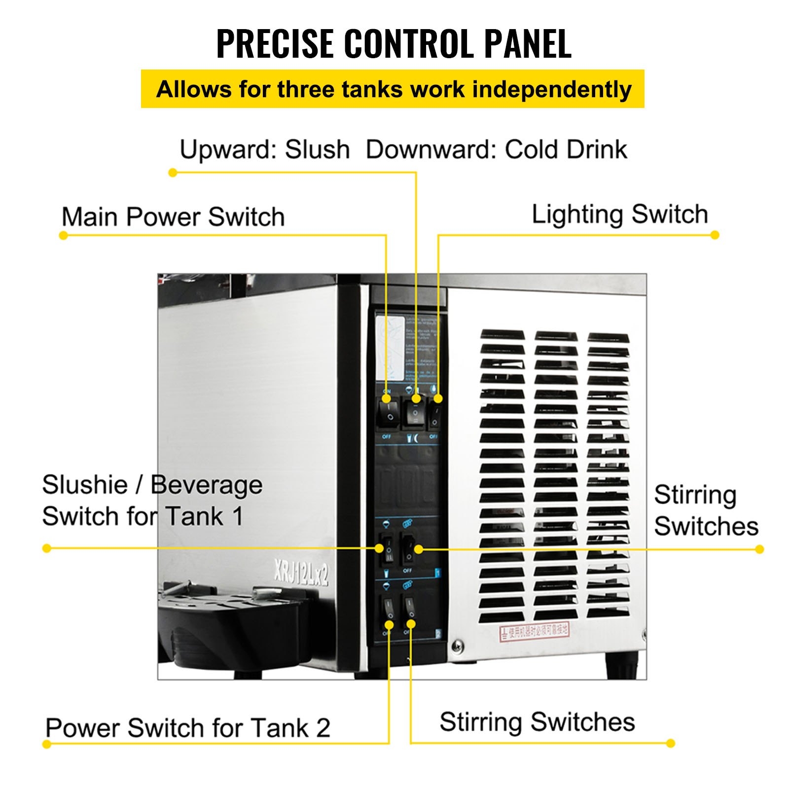 VEVOR Commercial Slushy Machine 2x12L Slushy Tank 220V Slush Frozen Drink Machine Commercial Smoothie Maker Slushy Making Machine Double Tank Suitable for Commercial Use
