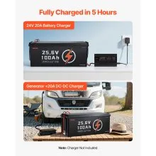 VEVOR 24V 100Ah LiFePO4 Lithium Battery Rechargeable Battery 50A BMS 4000+ Cycle