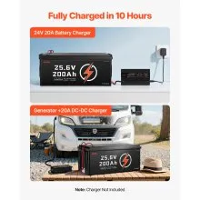 VEVOR 24V 200Ah LiFePO4 Lithium Battery Rechargeable Battery 100A BMS 4000 Cycle