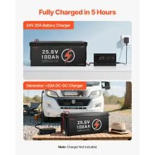 VEVOR 24V 100Ah LiFePO4 Lithium Battery Bluetooth Rechargeable Battery 50A BMS