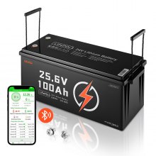 VEVOR 24V 100Ah LiFePO4 Lithium Battery Bluetooth Rechargeable Battery 50A BMS