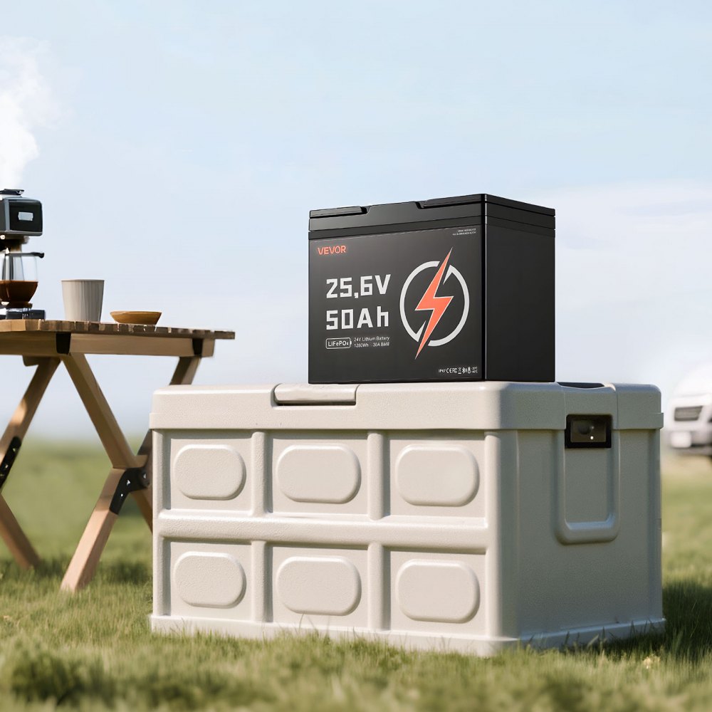 VEVOR 24V 50Ah LiFePO4 Lithium Battery, Bluetooth, Deep Cycle Lithium Rechargeable Battery, Built-in 30A BMS, Low Temp Protection, 4000+ Cycles, Max. 1280Wh, for RV, Camper, Trolling Motors, Marine