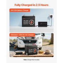 VEVOR 24V 50Ah LiFePO4 Lithium Battery Bluetooth Rechargeable Battery 30A BMS