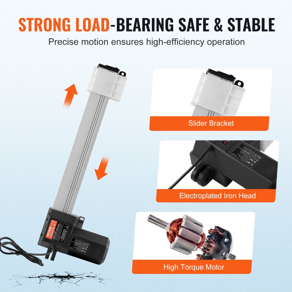 VEVOR 24V Linear Actuator Kit 33 cm 1.4 cm/s 99.8 kg/1000N with IP44 Protection