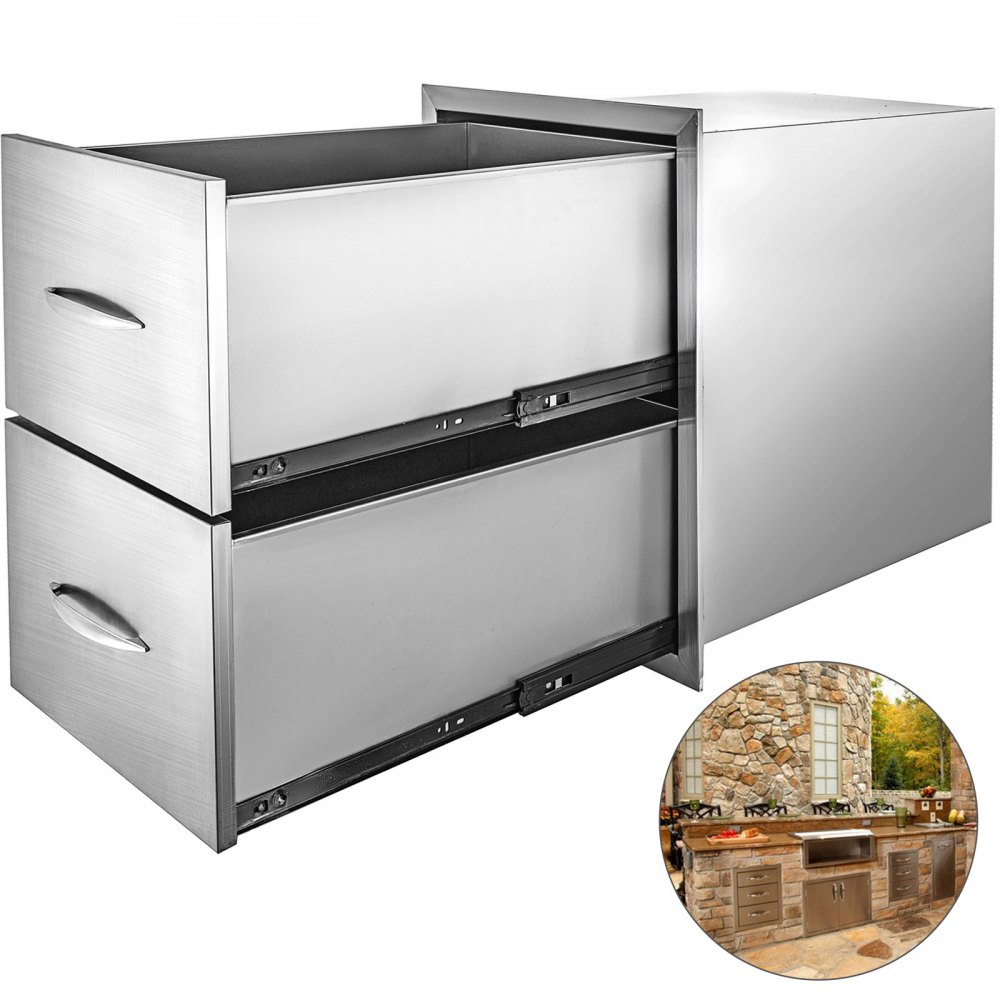 24”x18” Stainless Steel Double Drawer Outdoor Products Convenient Great