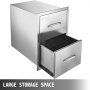 24"x18" Stainless Steel Double Drawer Outdoor Kitchen Bbq Island Cabinet
