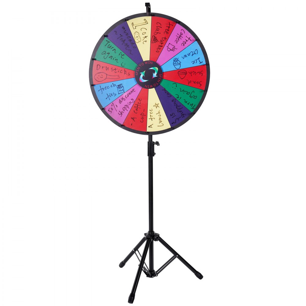 VEVOR 61 cm Color Prize Wheel Tripod Floor Stand Color Prize Wheel 14 Slots Dry Ease Fortune Spinner Fortune Spinning Game