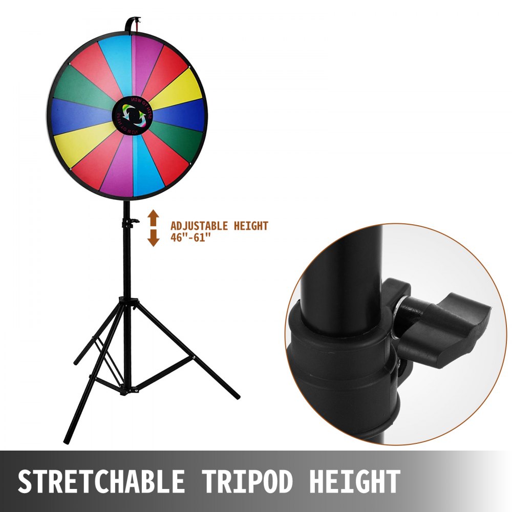 VEVOR 61 cm Color Prize Wheel Tripod Floor Stand Color Prize Wheel 14 Slots Dry Ease Fortune Spinner Fortune Spinning Game