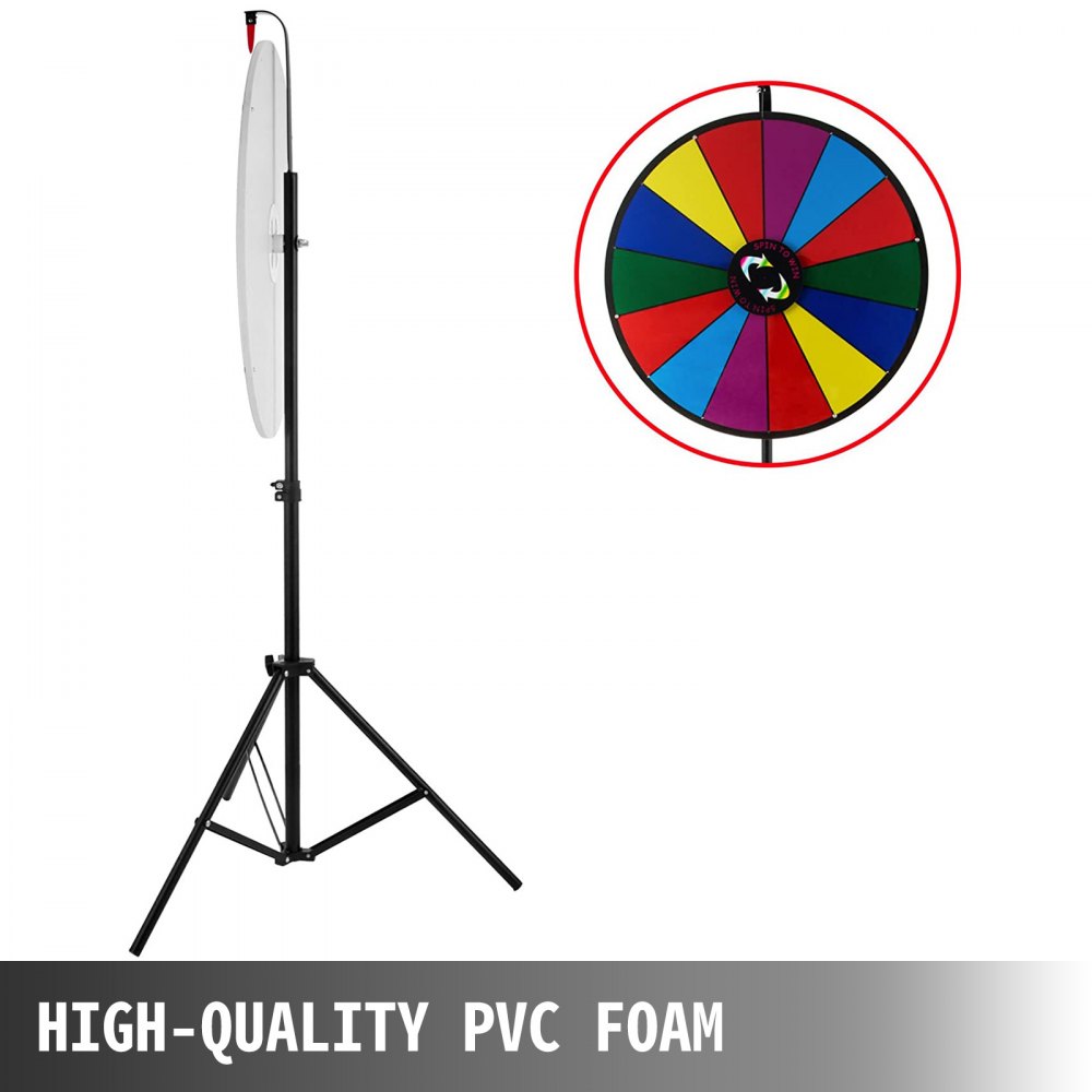 VEVOR 61 cm Color Prize Wheel Tripod Floor Stand Color Prize Wheel 14 Slots Dry Ease Fortune Spinner Fortune Spinning Game