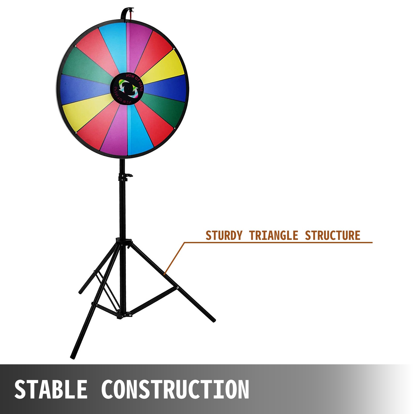 VEVOR 61 cm Color Prize Wheel Tripod Floor Stand Color Prize Wheel 14 Slots Dry Ease Fortune Spinner Fortune Spinning Game