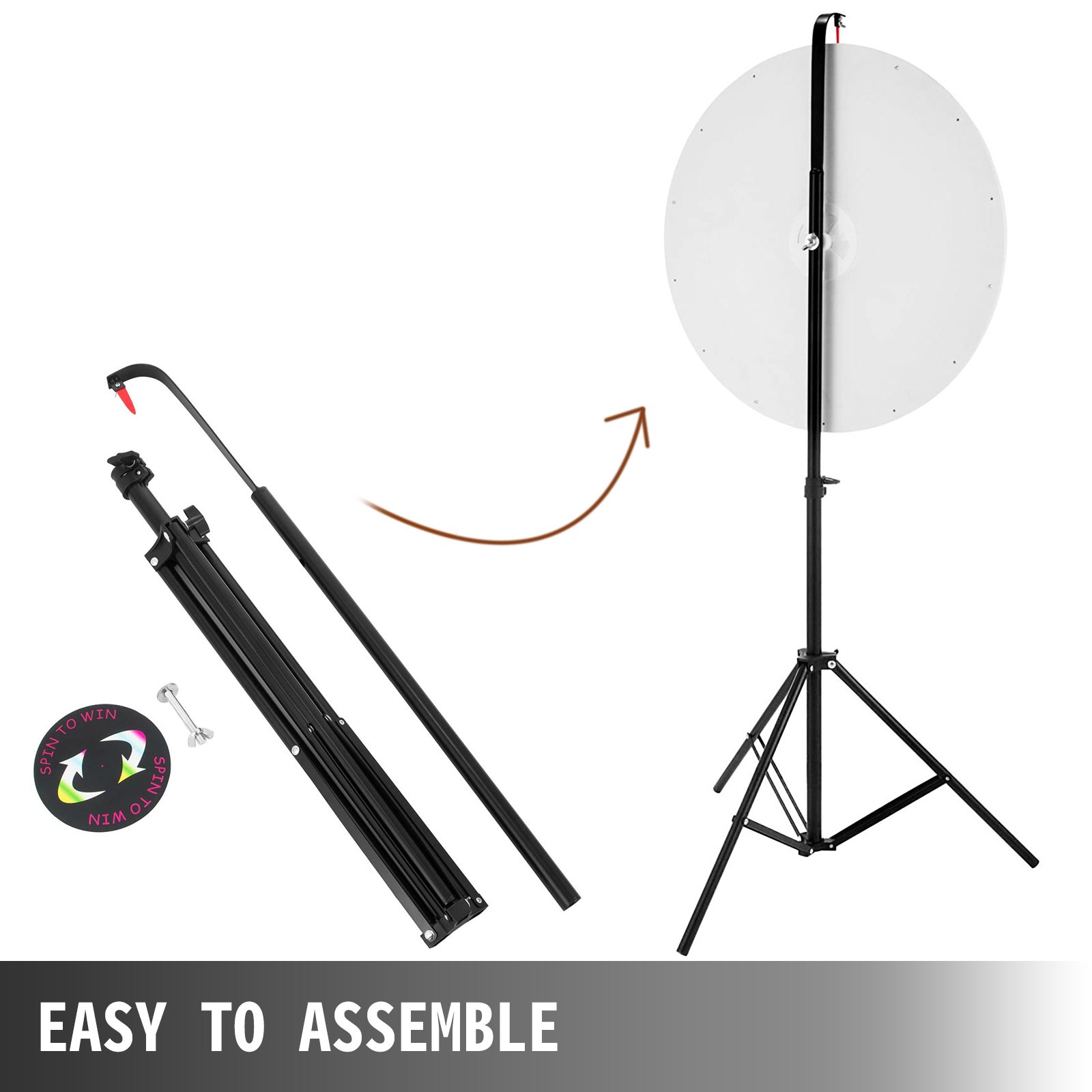 VEVOR 61 cm Color Prize Wheel Tripod Floor Stand Color Prize Wheel 14 Slots Dry Ease Fortune Spinner Fortune Spinning Game