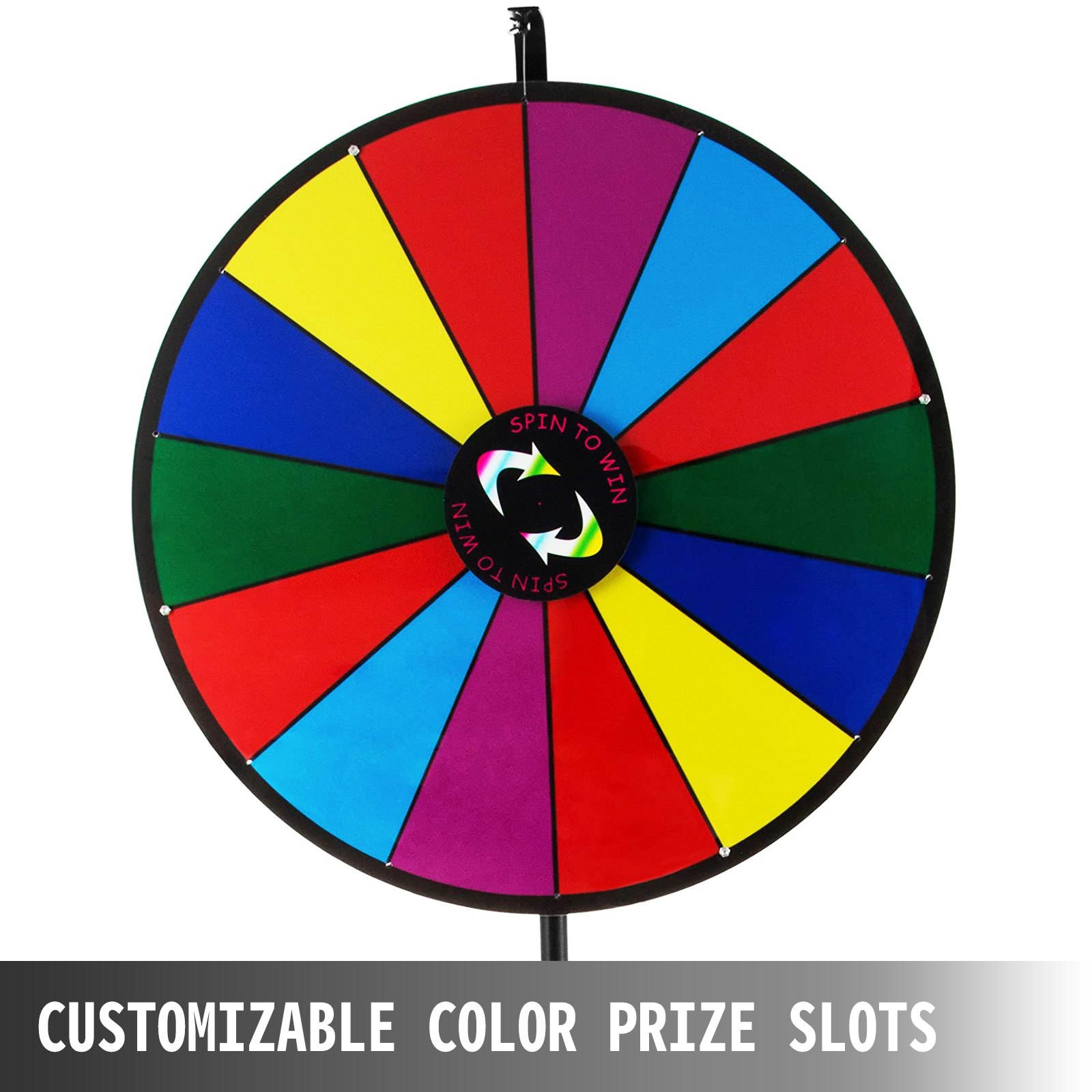 VEVOR 61 cm Color Prize Wheel Tripod Floor Stand Color Prize Wheel 14 Slots Dry Ease Fortune Spinner Fortune Spinning Game