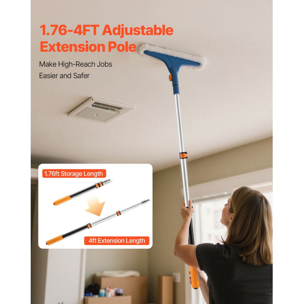 VEVOR Telescopic Extension Pole, 1.76-4 FT Multi-Purpose Extendable Pole, Sturdy Aluminum Alloy Paint Pole Extension with Flip-Lock Design, High Reach Roller Stick for Painting, Dusting and Cleaning