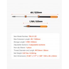 Telescopic Extension Pole 1.76-4 FT Multi-Purpose for Painting Cleaning