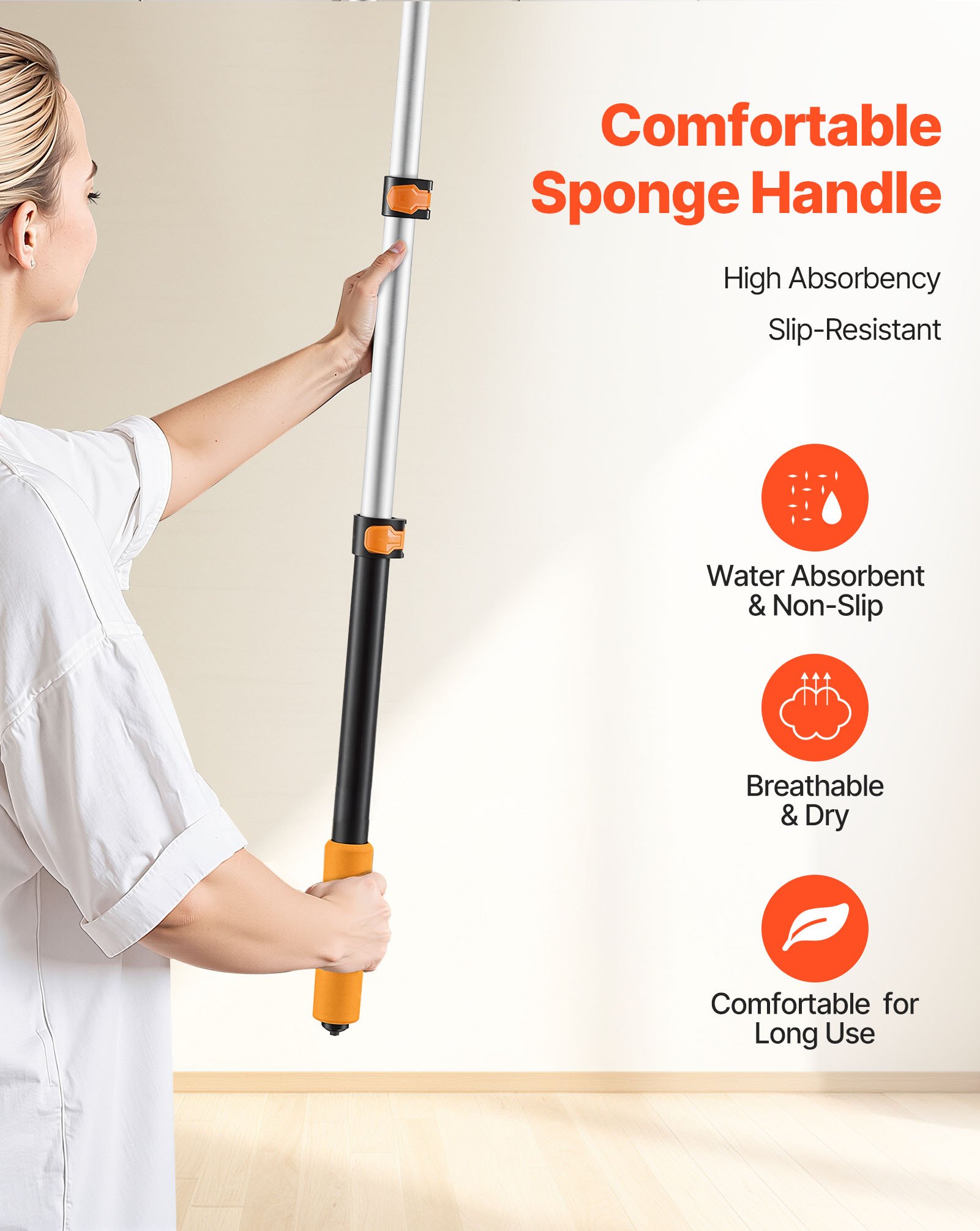 VEVOR Telescopic Extension Pole, 1.76-4 FT Multi-Purpose Extendable Pole, Sturdy Aluminum Alloy Paint Pole Extension with Flip-Lock Design, High Reach Roller Stick for Painting, Dusting and Cleaning