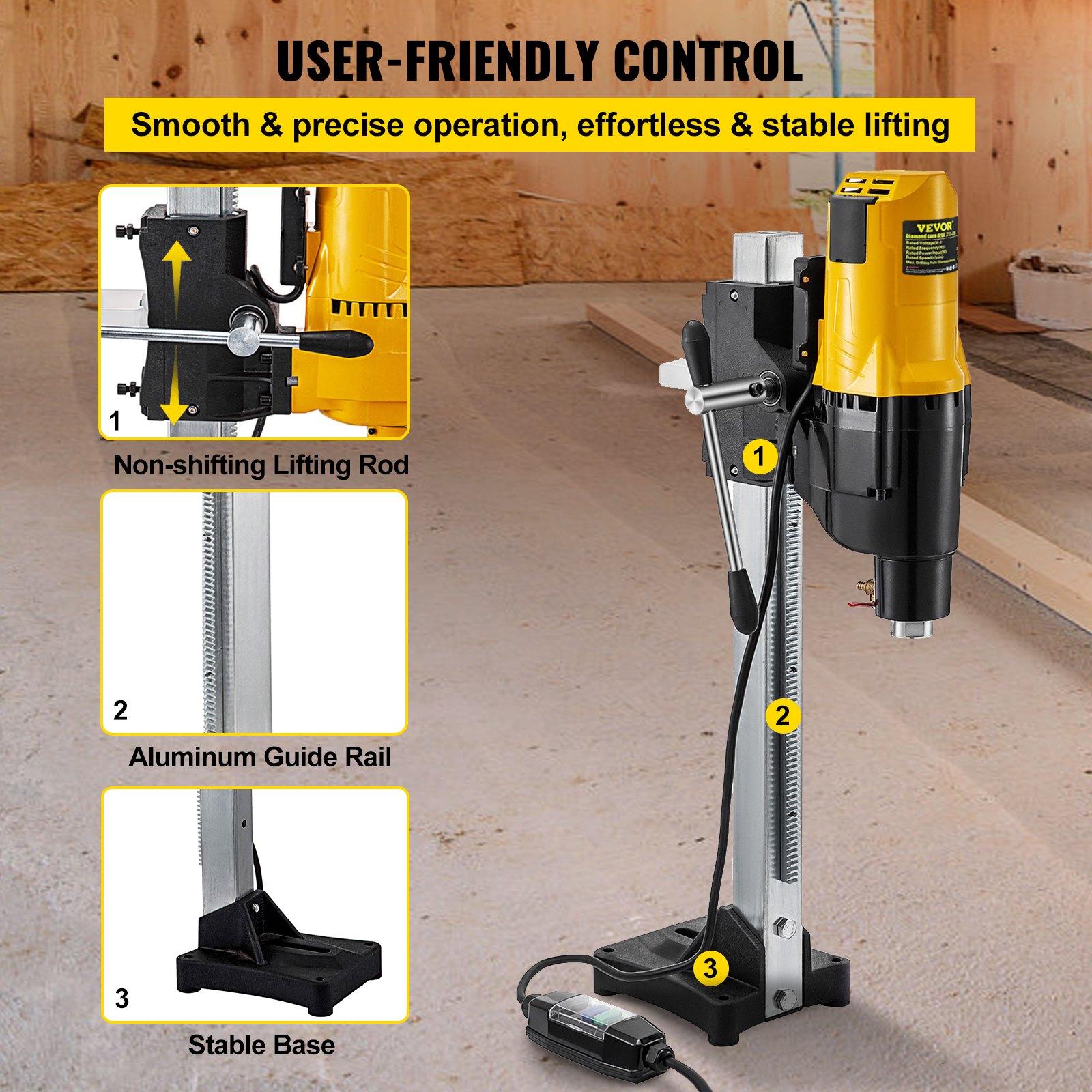 VEVOR 4450W Wet Dry Variable Speed Diamond Core Drill Drilling Machine Ø 255mm with Stand