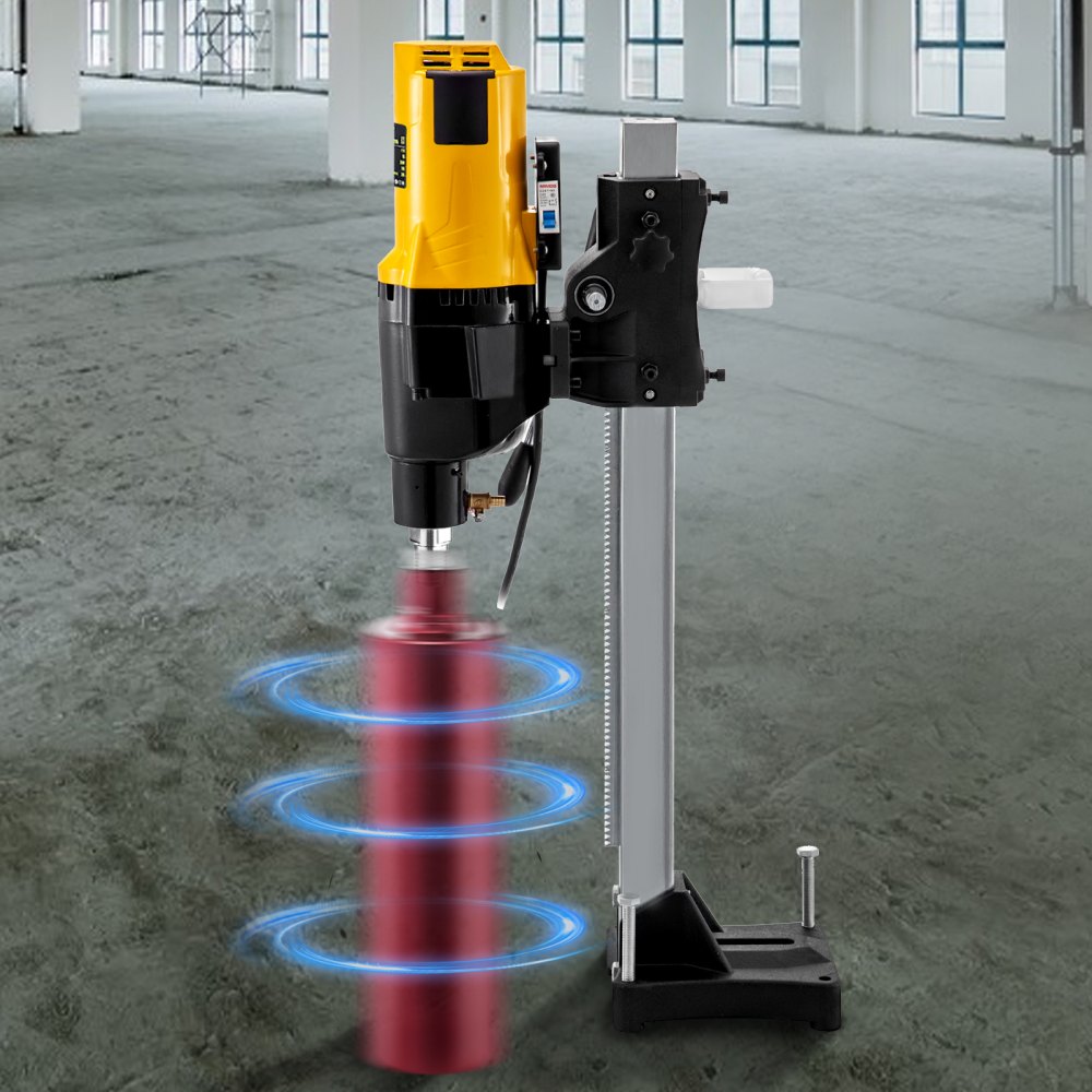 VEVOR Diamond Coring Machine, 4450W Reinforced Concrete Core Drill, 0-580RPM Diamond Drill, Max. Diam 10in Core Drilling Machine, Diamond Core Drilling Rig w/Parts for Concrete, Red Brick and Marble