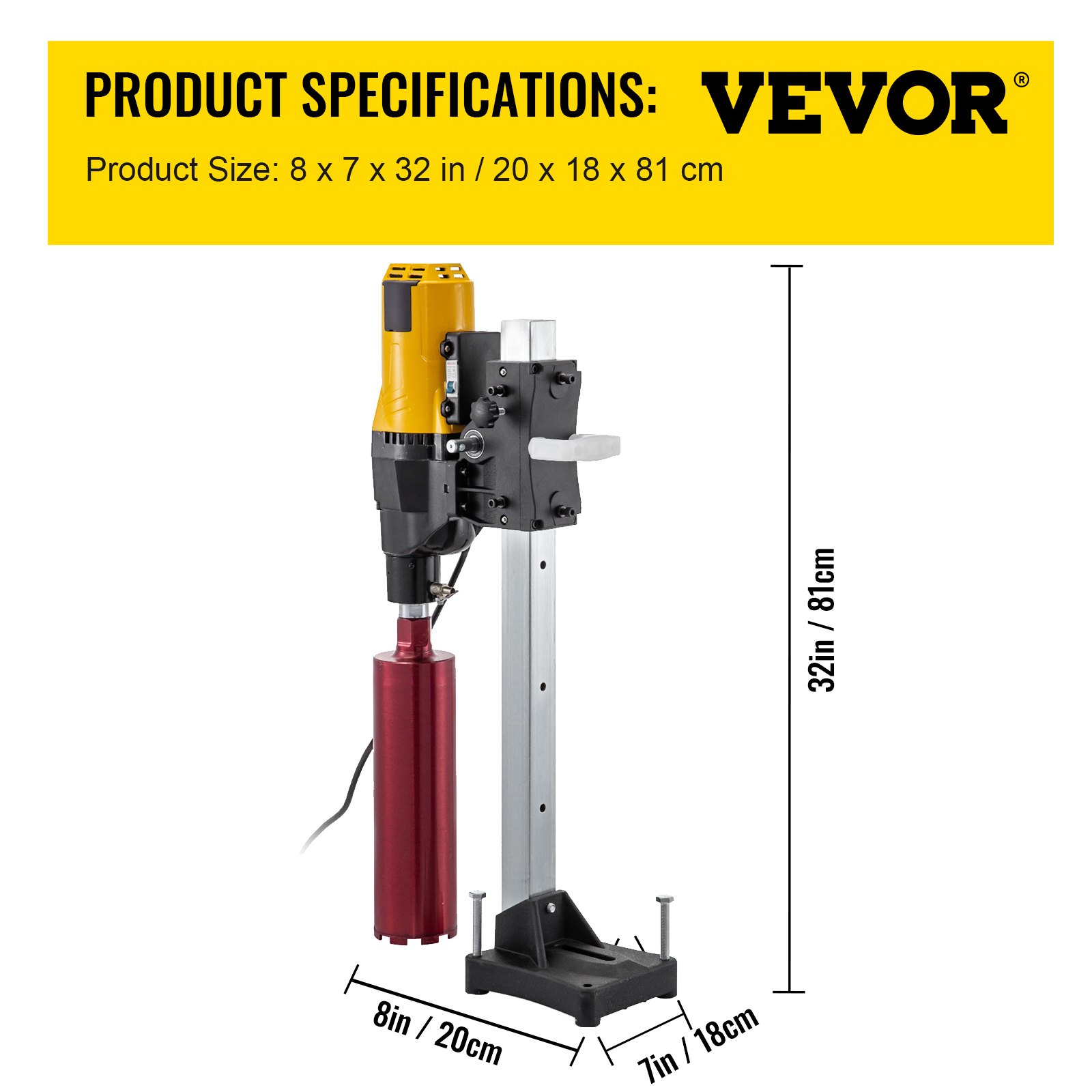 4450W Diamond Core Drill Concrete Drill with Stand & Drill Bits