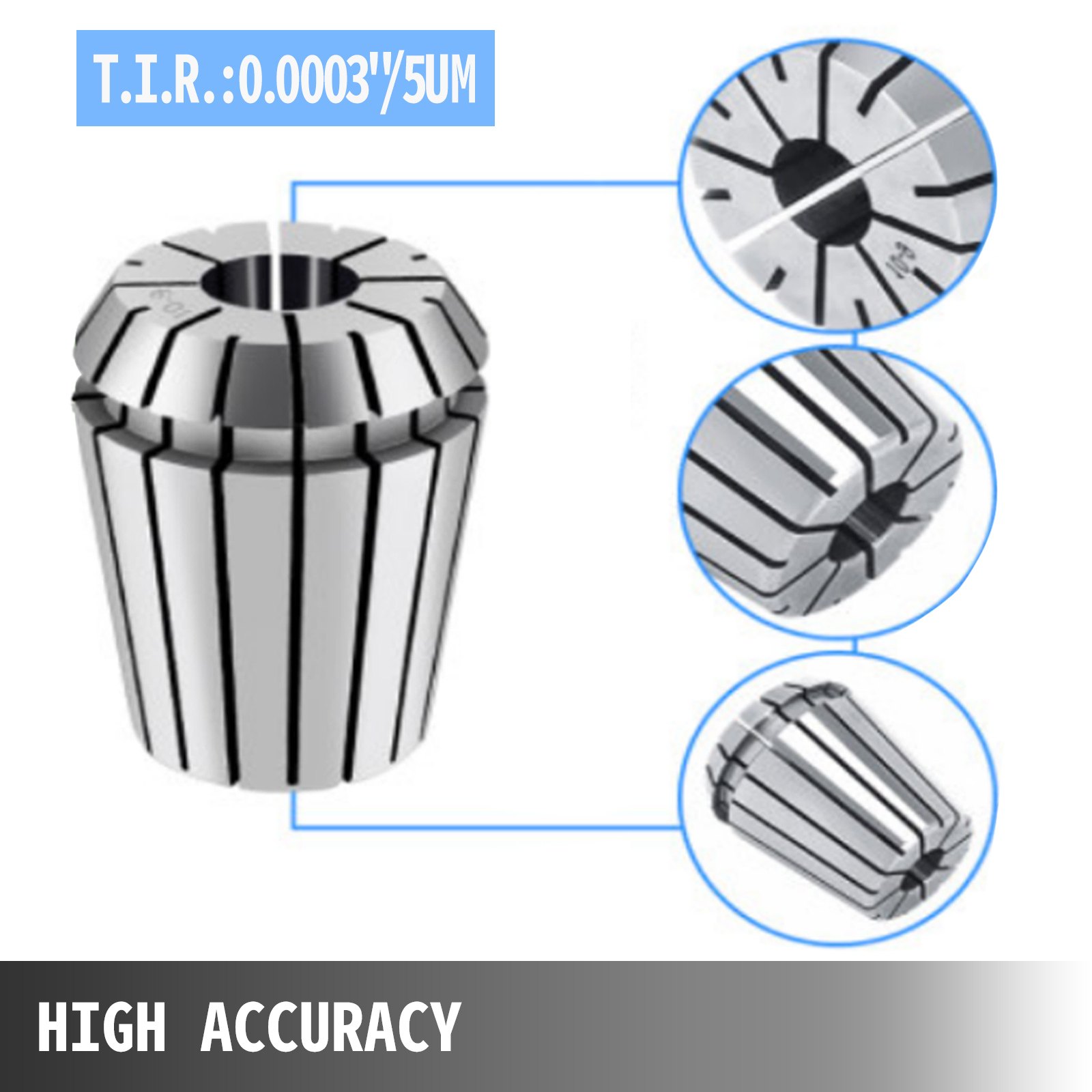 VEVOR er32 collet set with high accuracy and tir of 0.0003&quot;/5μm.