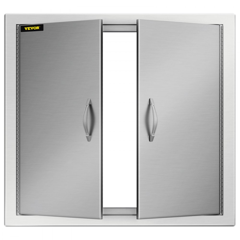 VEVOR Outdoor Kitchen Access 26"x 24" Wall Construction Stainless Steel Flush Mount for BBQ Island, 26inch x 24inch, Double Door