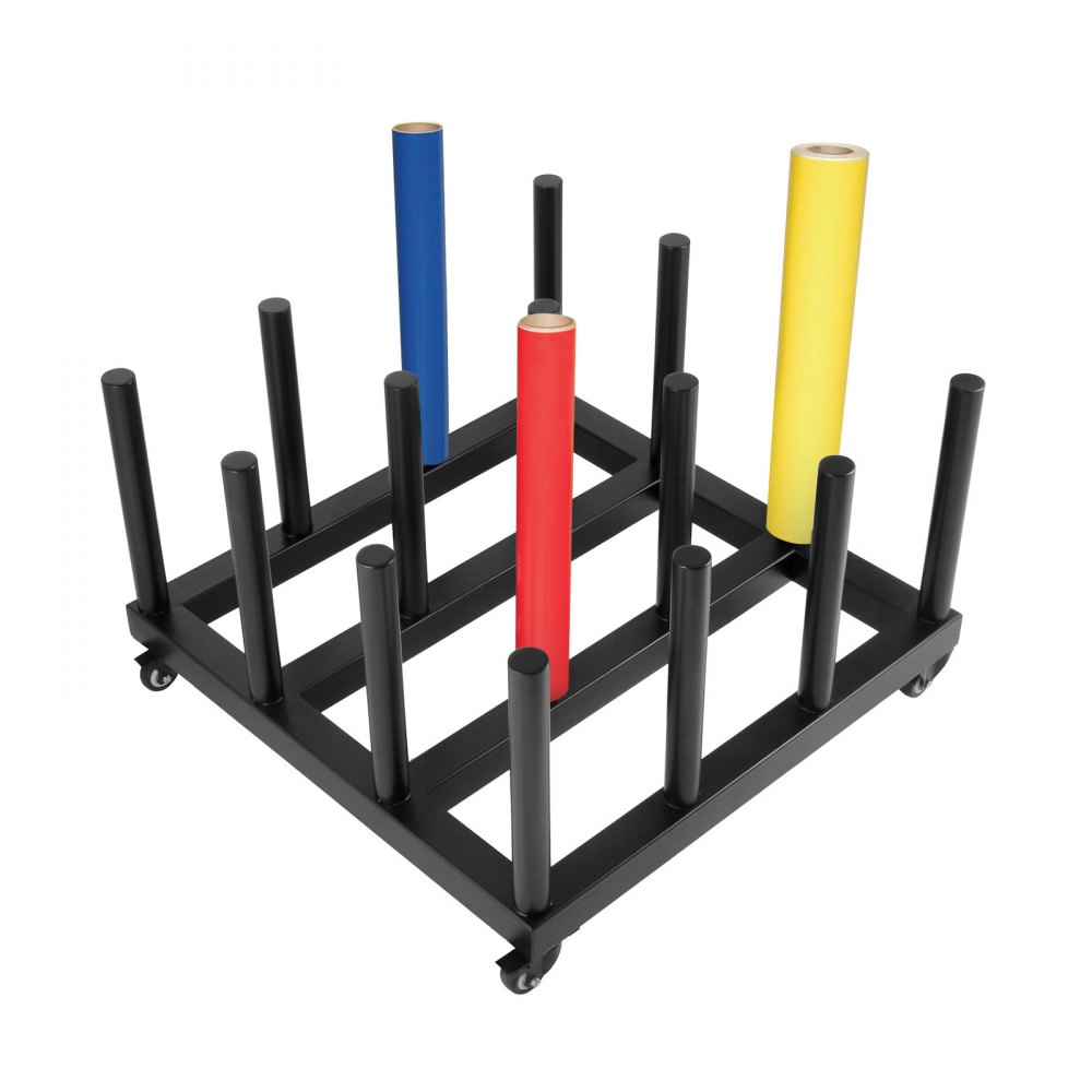 New Heavy Duty Digital Media Vinyl Cart Mobile Rack,16-Roll capacity, 2" core