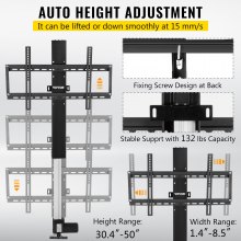 VEVOR Motorized TV Lift Stroke Length 20 Inches Motorized TV Mount Fit for 28-32 Inch TV Lift with Remote Control Height Adjustable 30-50 Inch,Load Capacity 132 Lbs
