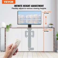 VEVOR Motorized TV Lift Stroke Length 20 Inches Motorized TV Mount Fit for 28-32 Inch TV Lift with Remote Control Height Adjustable 30.4-50 Inch,Load Capacity 132 Lbs