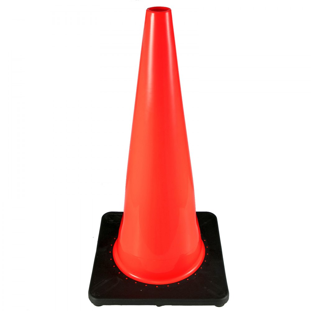 VEVOR 8 conos de tráfico, conos de estacionamiento de seguridad de 28 pulgadas, conos de construcción de peligro con base negra ponderada, cono de seguridad de tráfico naranja de PVC para estacionamiento en el hogar