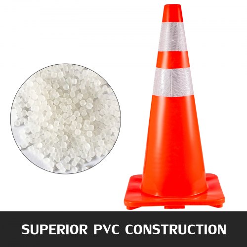 VEVOR 6Pack Traffic Cones, 28"Safety Cones, PVC Orange Traffic Safety Cone with Reflective Collar, for Road Parking Training Cones