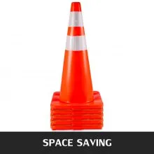 VEVOR 6Pack Traffic Cones, 28"Safety Cones, PVC Orange Traffic Safety Cone with Reflective Collar, for Road Parking Training Cones