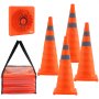 Cones de segurança VEVOR, 4 pacotes de cones de trânsito dobráveis ​​de 28 polegadas, cones de construção com colares reflexivos, base larga e uma bolsa de armazenamento, para controle de tráfego, treinamento de direção, estacionamentos