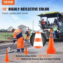 VEVOR Safety Cones, 4 Pack 28 inch Collapsible Traffic Cones, Construction Cones with Reflective Collars, Wide Base and A Storage Bag, for Traffic Control, Driving Training, Parking Lots